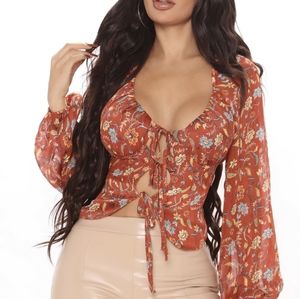 Fashion Nova Floral Chiffon Top - Brand New